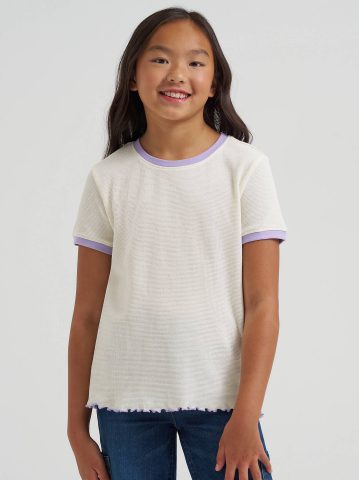 Girl's Ringer Waffle Texture Tee