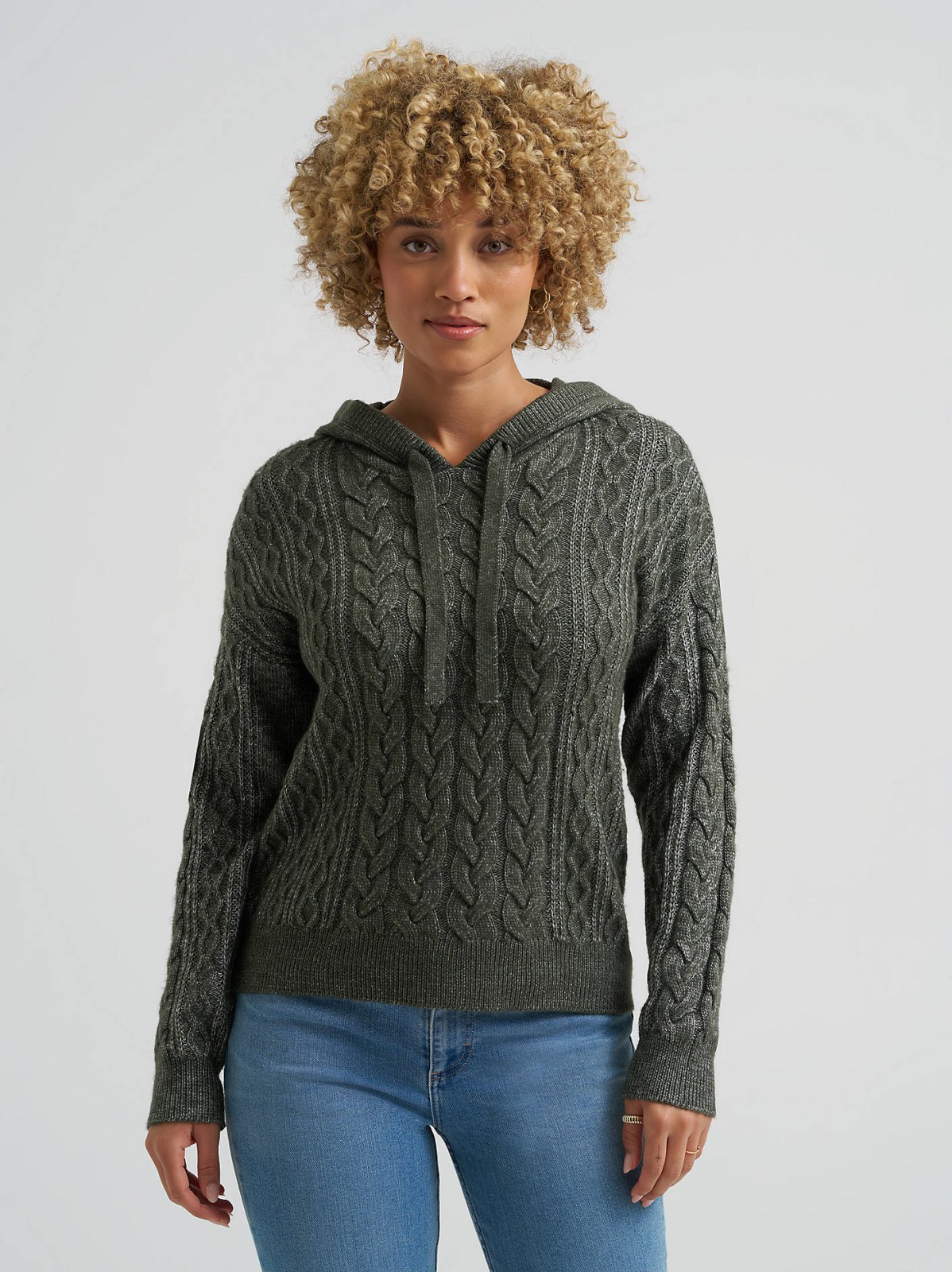 Women's Cable Knit Hooded Sweater