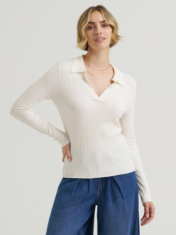 Women's Plaited Polo Sweater