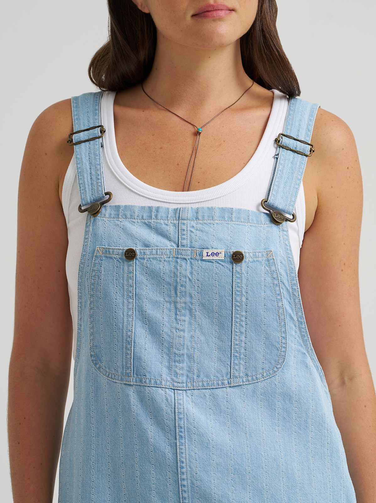 Women's Loose Bib Denim Overall Dress - view 6