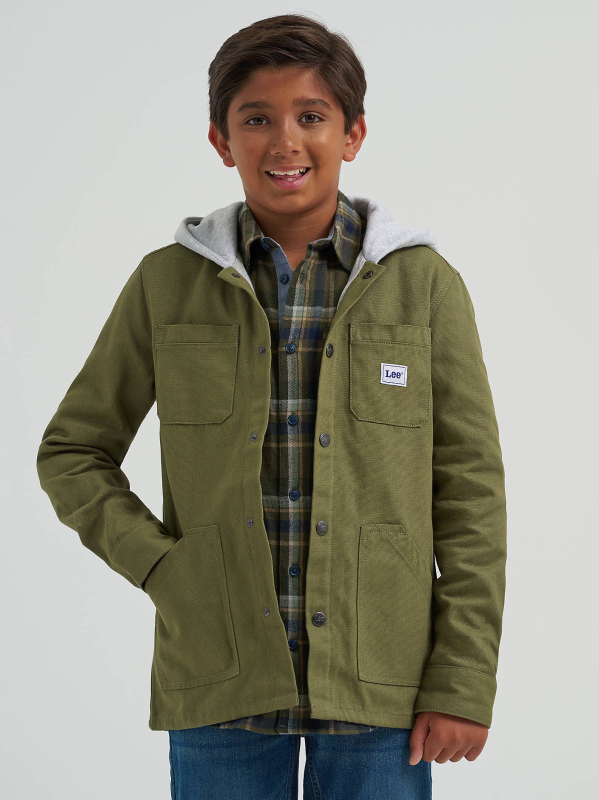 Boy's Hooded Canvas Work Jacket