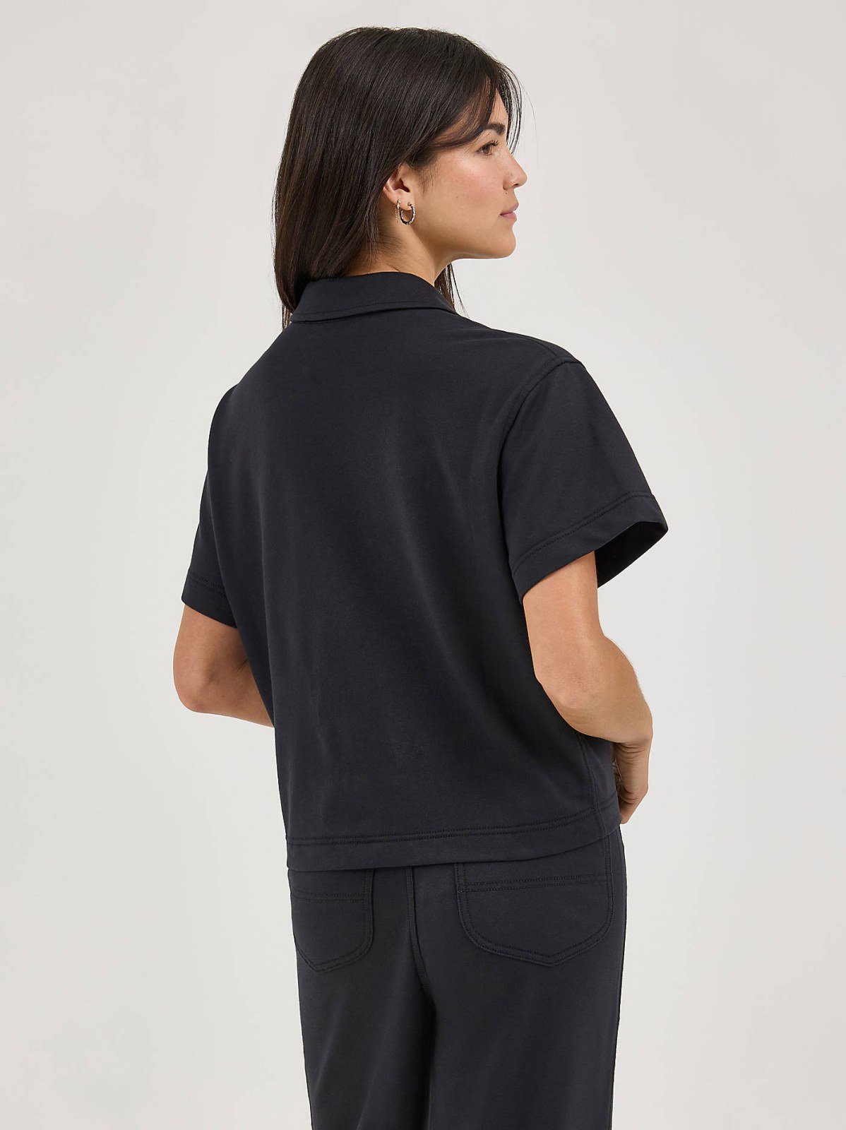 Women's Loose Crop Button Down Shirt - view 2