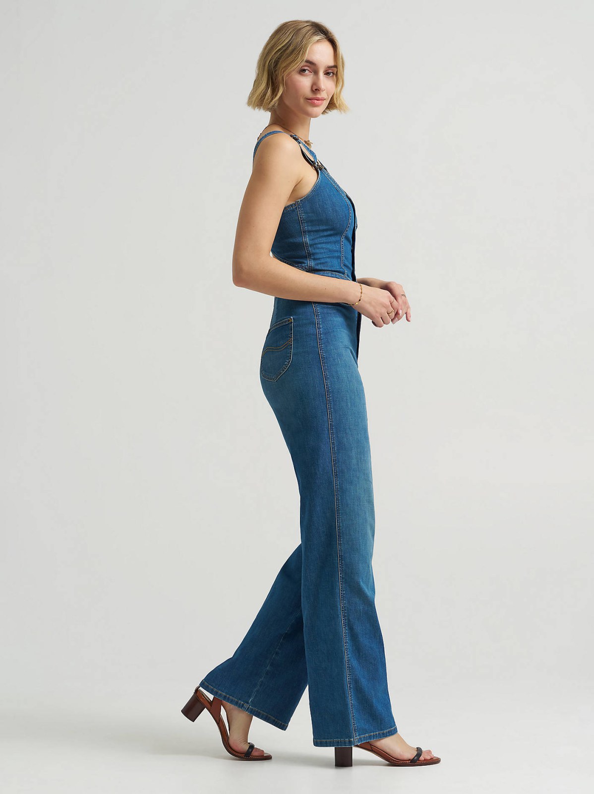 Women's Back Cut Out Denim Jumpsuit - view 3