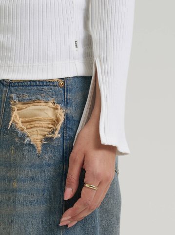 Women's Slit Sleeve Rib Knit Tee