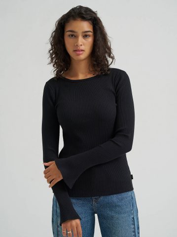 Women's Slit Sleeve Rib Knit Tee