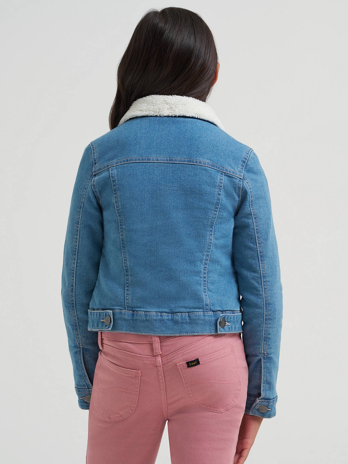 Girl's Sherpa Collar Denim Trucker Jacket - view 2