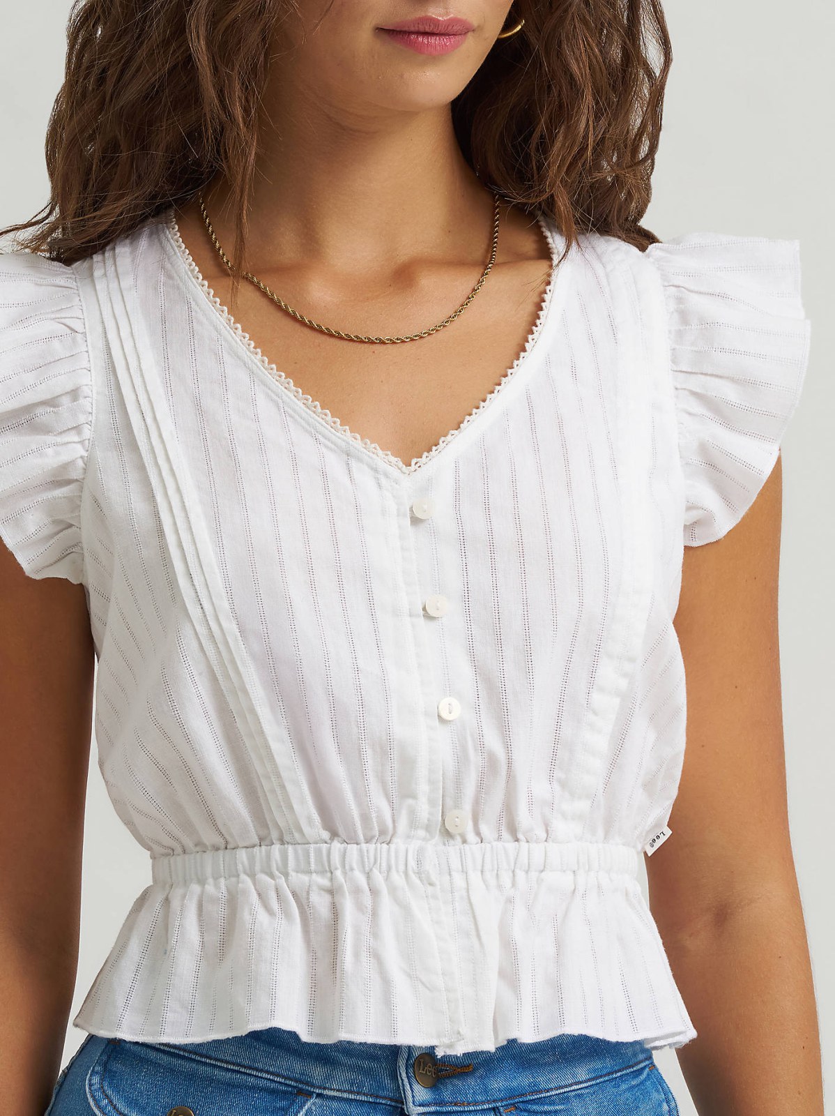 Women's V-Neck Flutter Sleeve Top - view 5