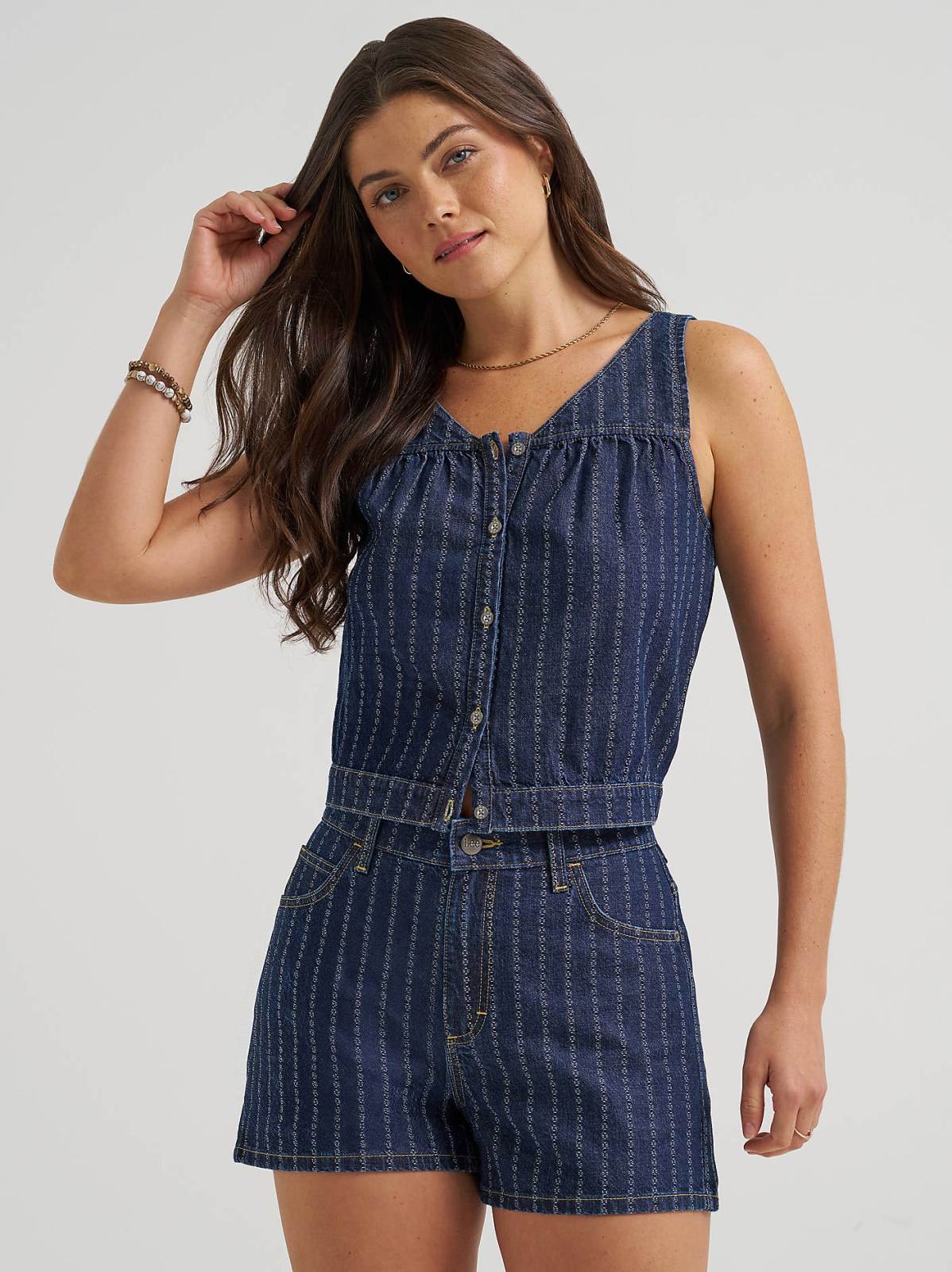 Women's V-Neck Stripe Tank Top - view 2