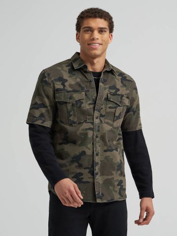 Men's Double Chest Patch Pocket Button Down Shirt