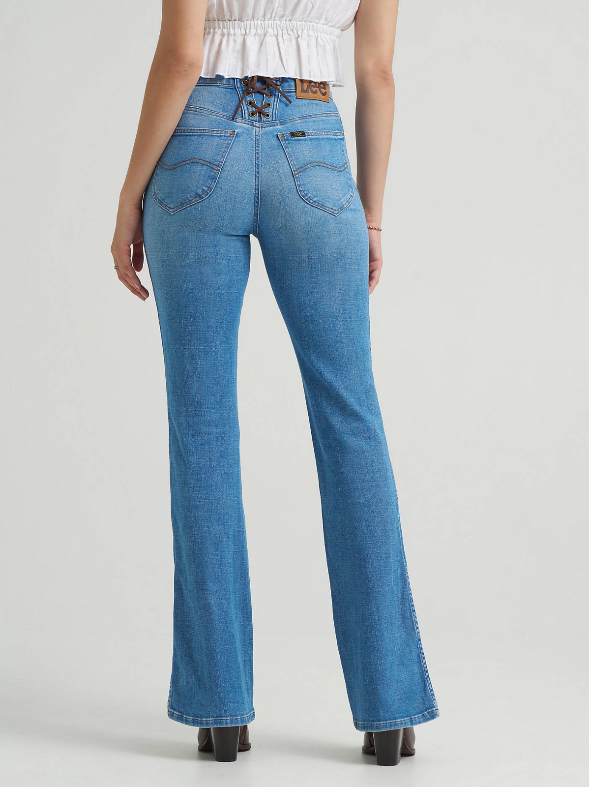 Women's Lace Up Back Button-Fly Bootcut Jean - view 4