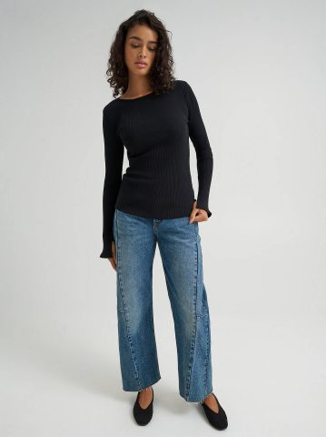 Women's Slit Sleeve Rib Knit Tee