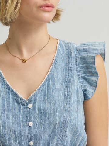 Women's V-Neck Flutter Sleeve Top