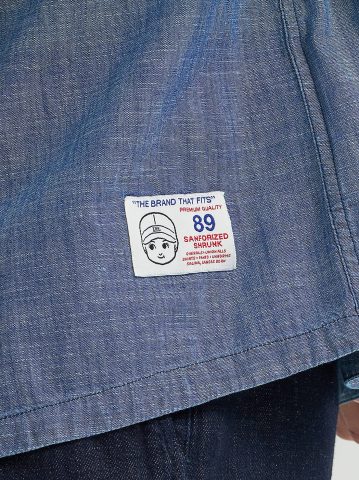 Men's Loose Chambray Button Down Baseball Shirt