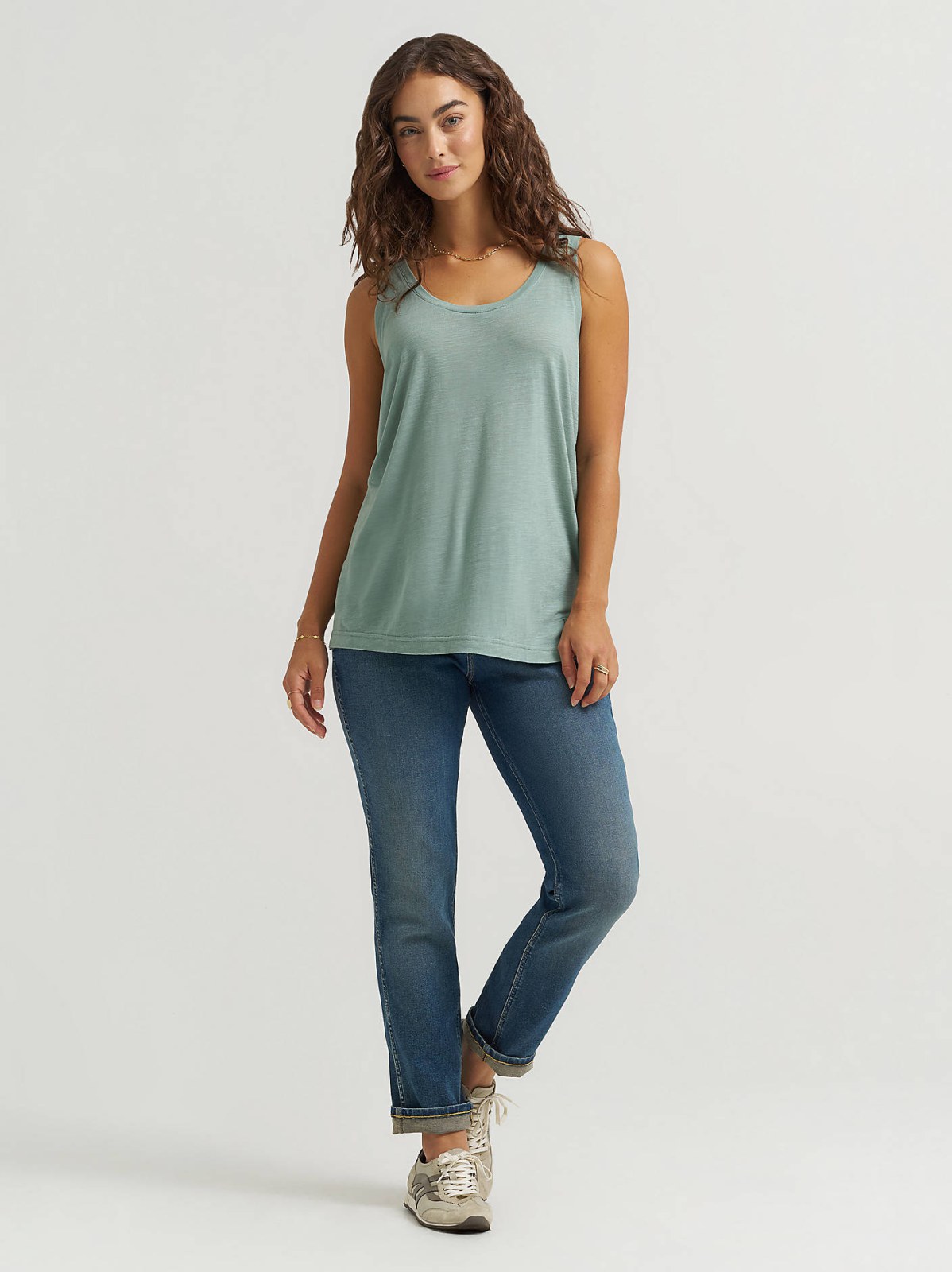 Women's Solid Scoop Neck Linen Tank Top - view 4