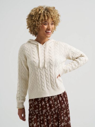 Women's Cable Knit Hooded Sweater