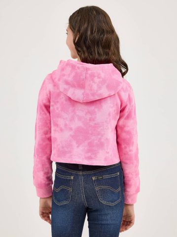 Girl's Tie Dye Crop Logo Hoodie — alternate view