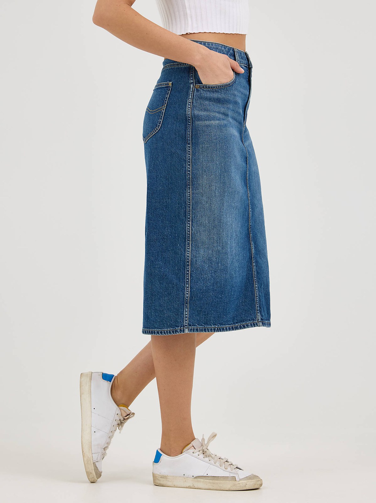 Women's Legendary Back Slit Denim Skirt - view 4