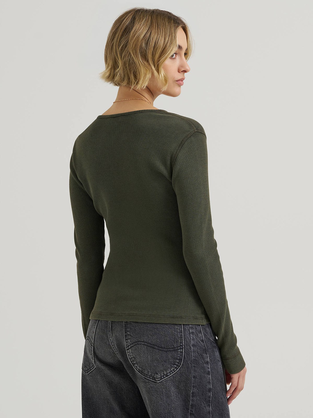 Women's Waffle Knit Henley Button Down Top - view 2