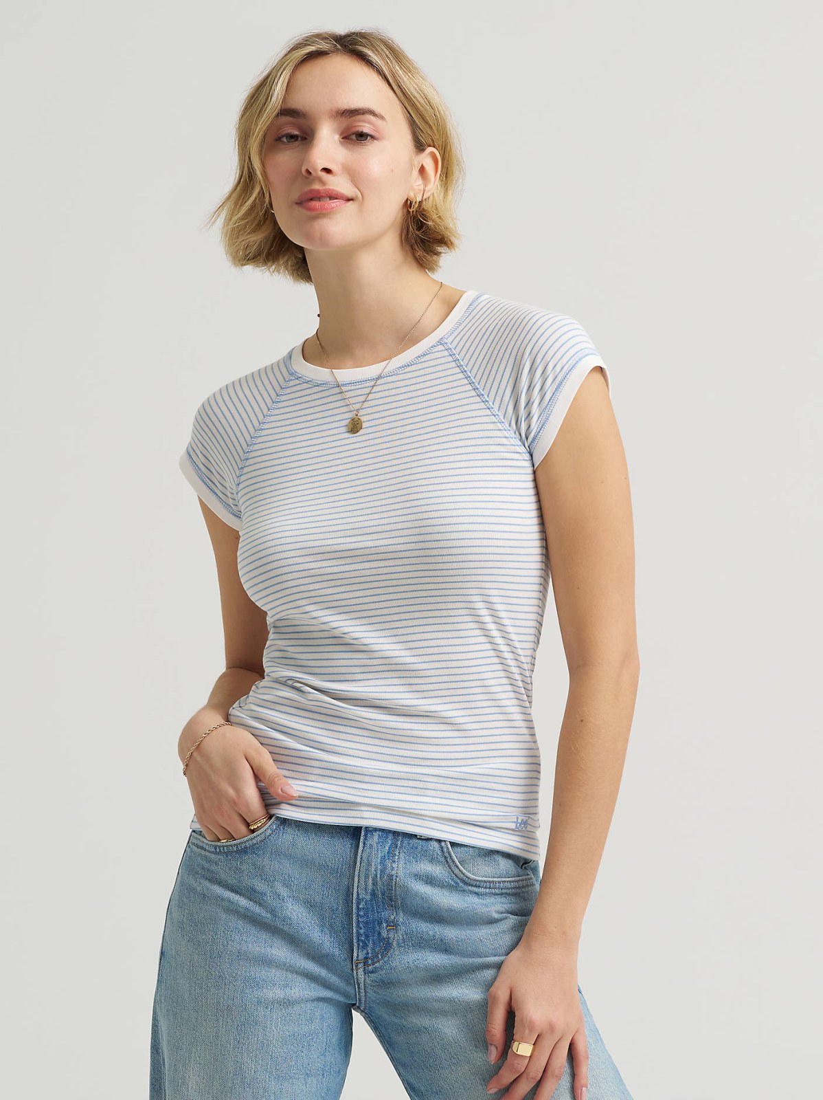 Women's Cap Sleeve Stripe Tee