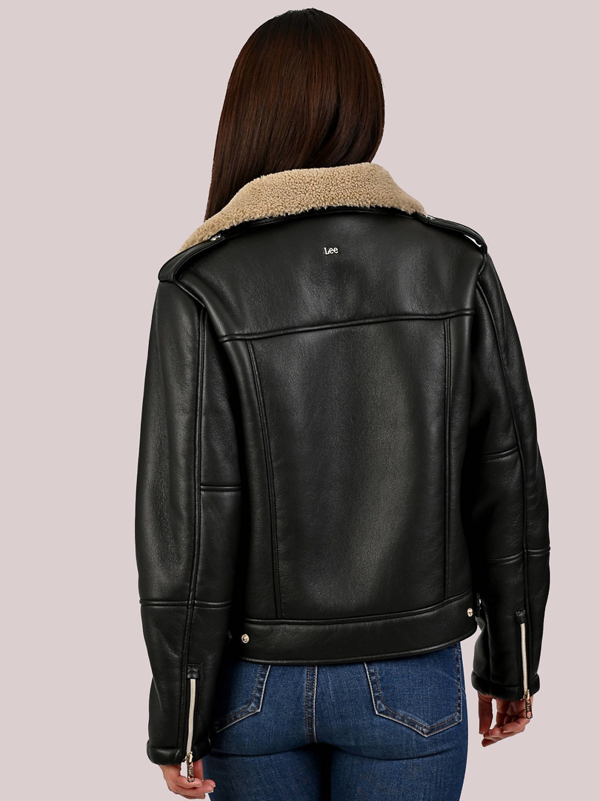 Women's Sherpa Lined Vegan Leather Moto Jacket - view 2