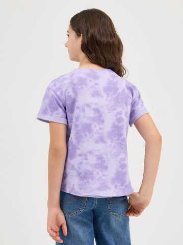 Girl's Short Sleeve Tie Dye French Terry Crop Sweatshirt — alternate view