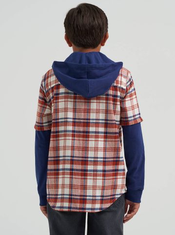 Boy's Hybrid Poplin Plaid Shirt — alternate view