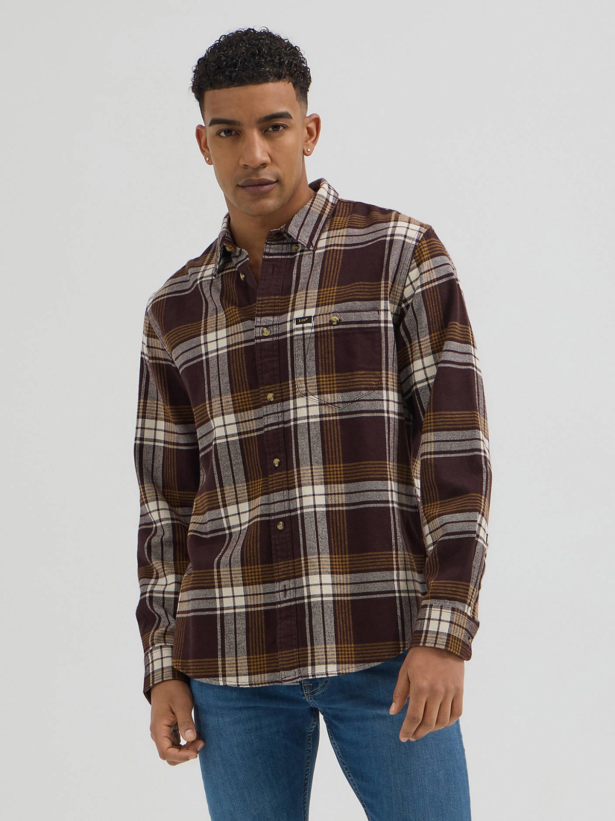 Men's Relaxed Fit Riveted Plaid Button Down Shirt