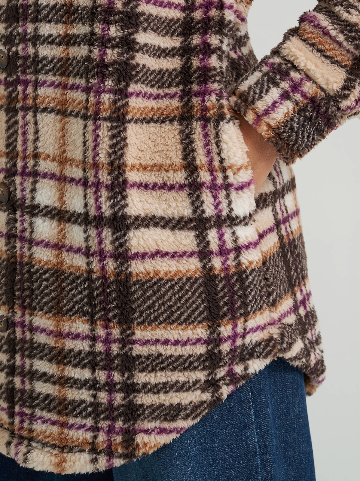 Women's Plaid Sherpa Shacket - view 4