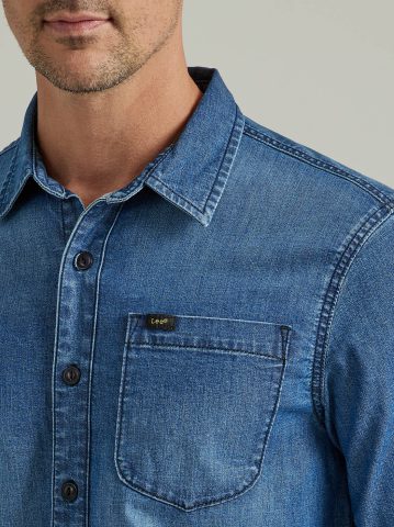 Men's Extreme Motion All Purpose Denim Button Down Shirt