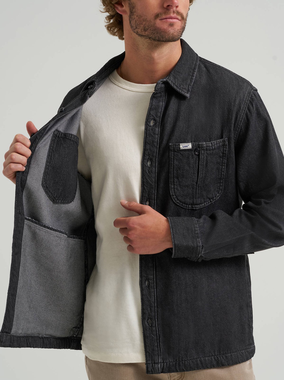 Men's Very Loose Fit Denim Overshirt - view 4