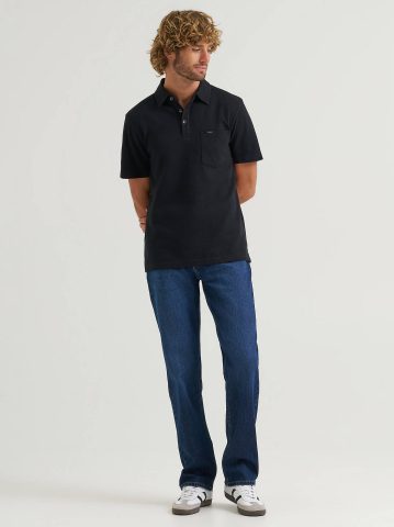 Men's Lightweight Waffle Knit Polo Shirt