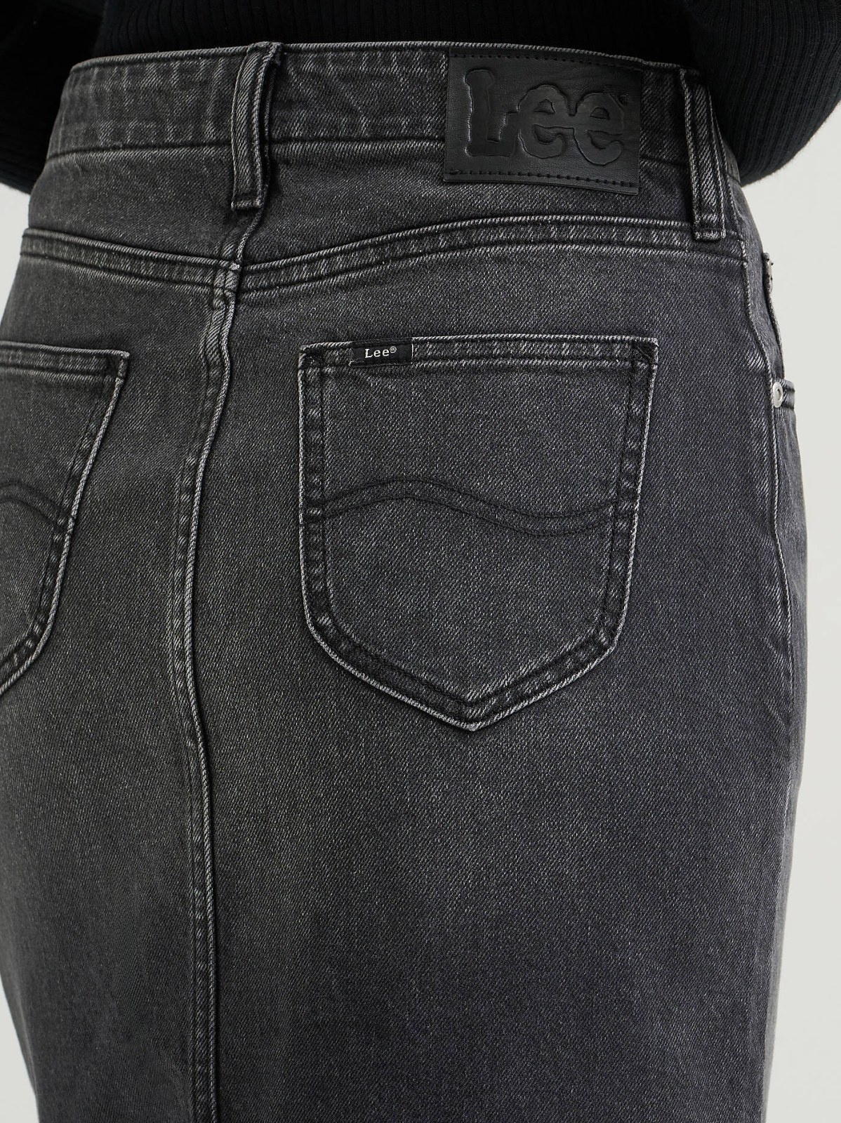 Women's High Rise Zip Front Denim Midi Skirt - view 5
