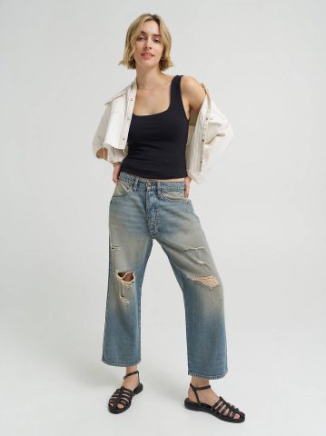 Women's Loose Crop Button-Fly Jean