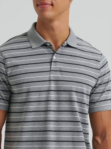 Men's Stripe Mini Pique Polo Shirt