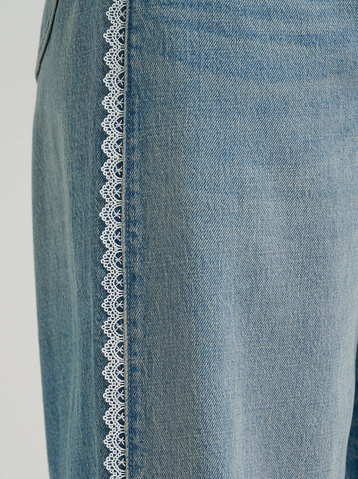 Women's Lace Side Seam Low Slung Baggy Jean - view 7