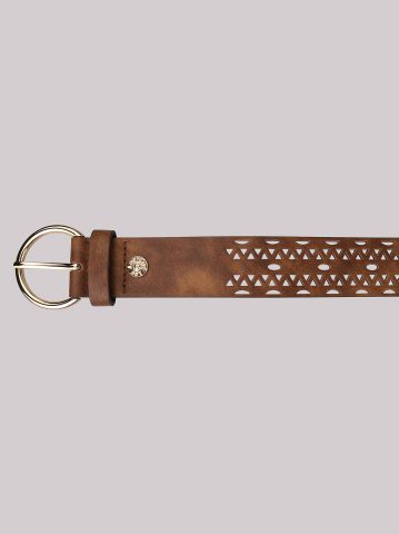 Women's Perforated Round Buckle Belt — alternate view