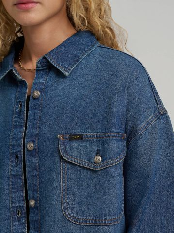 Women's Swing Back Denim Button Down Shirt