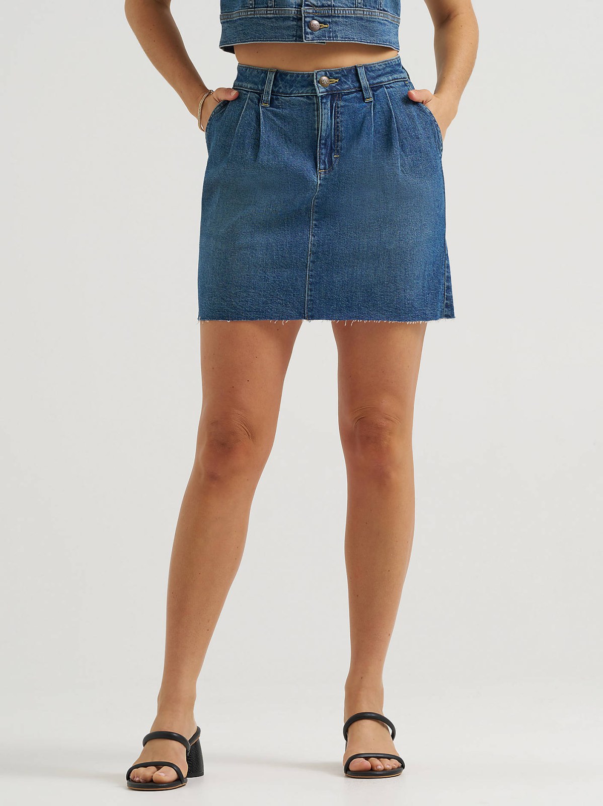 Women's Pleated Denim Skirt - view 3