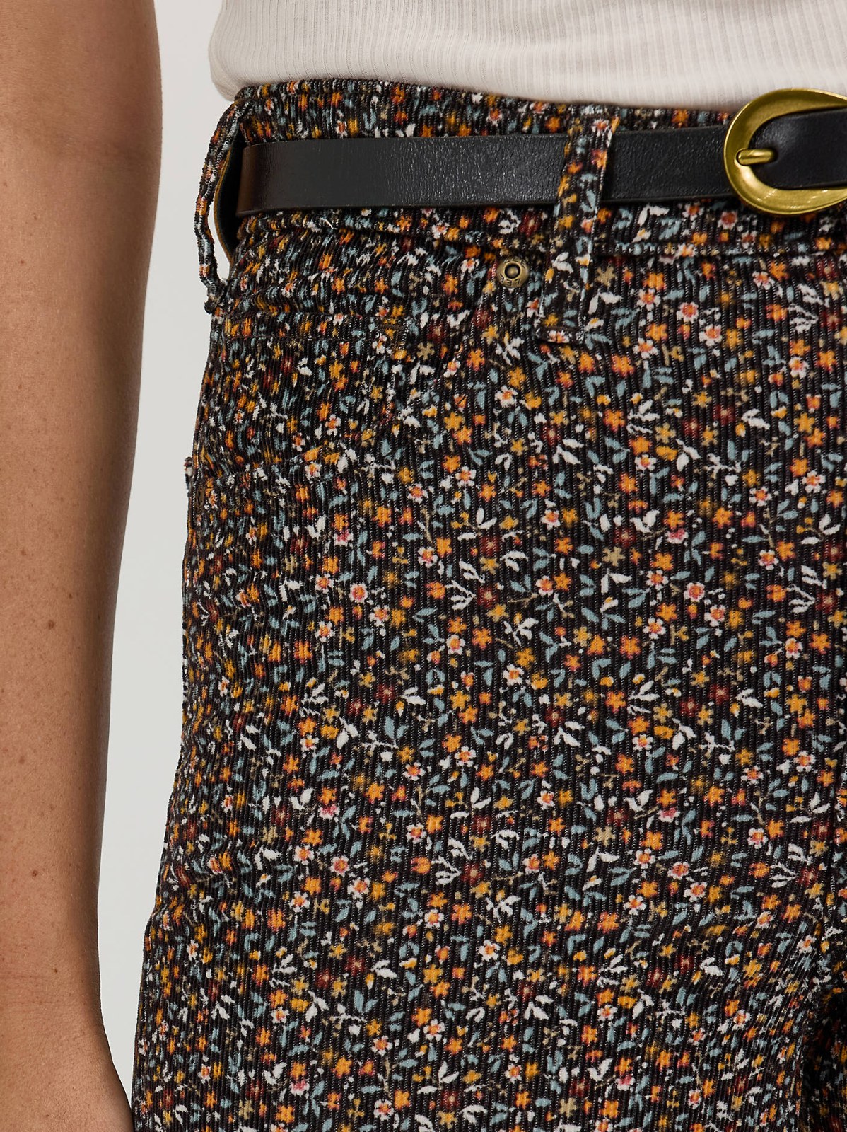 Women's High Rise Floral Print Corduroy Flare Jean - view 6