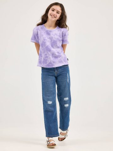 Girl's Distressed Wide Leg Jean