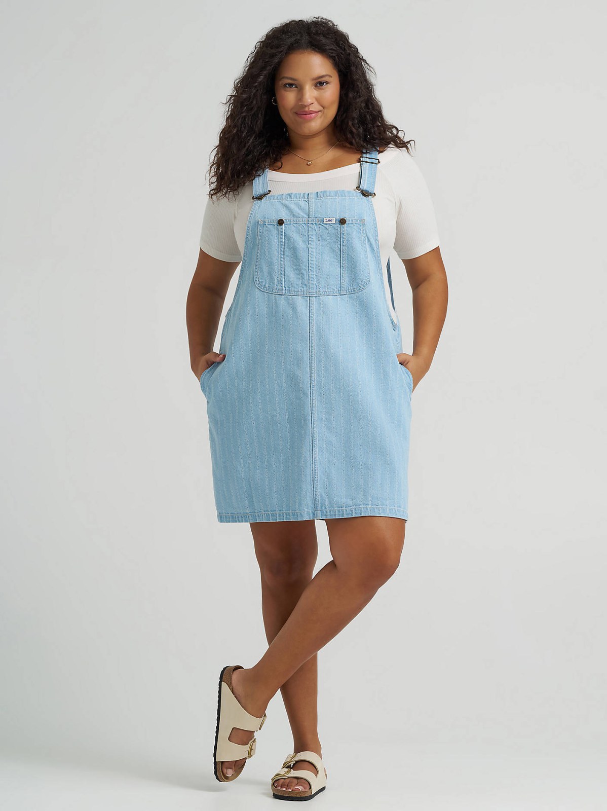 Women's Loose Bib Denim Overall Dress (Plus)