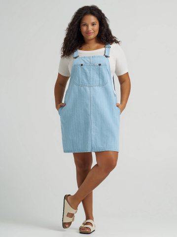 Women's Loose Bib Denim Overall Dress (Plus)