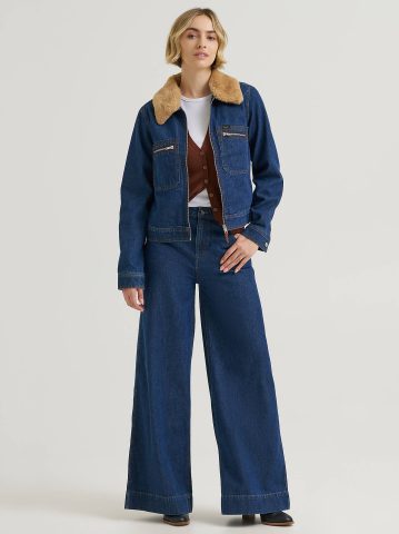 Women's Premium Removable Fur Collar Denim Jacket