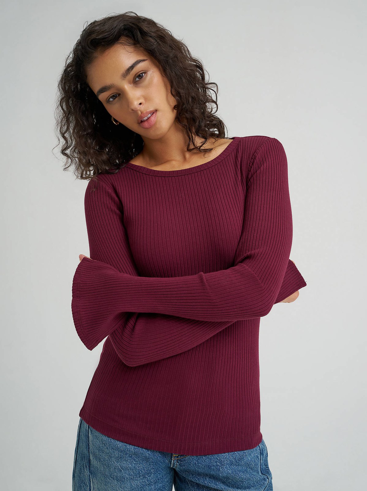 Women's Slit Sleeve Rib Knit Tee