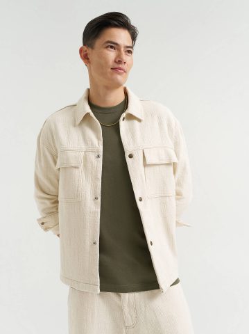 Men's Oversized Jacquard Snap Front Shirt — alternate view