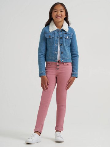 Girl's Sherpa Collar Denim Trucker Jacket