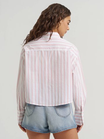 Women's Wide Cuff Stripe Button Down Shirt