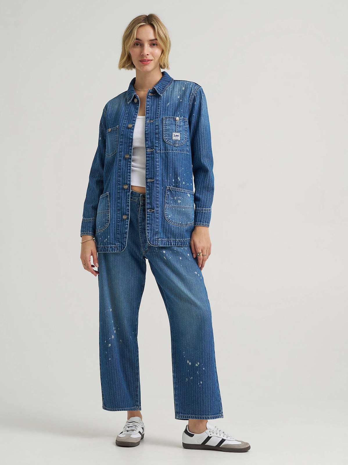 Women's Bleach Splatter Stripe Chore Jacket - view 3