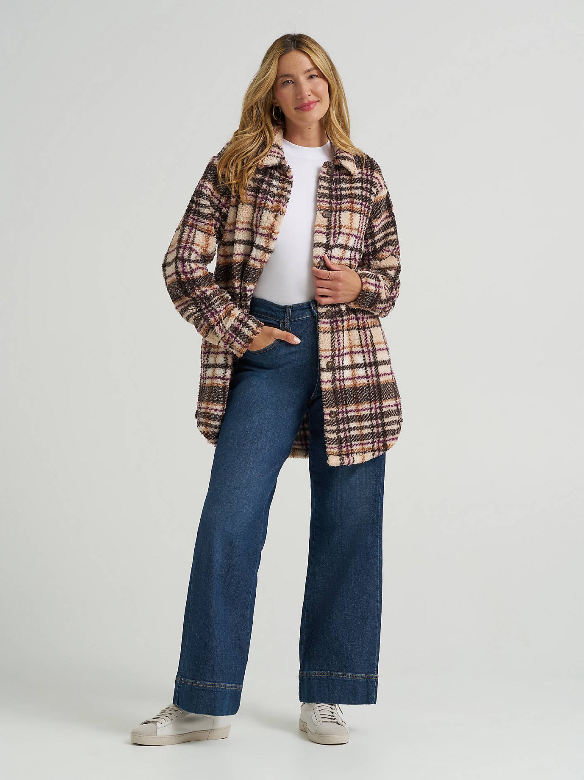 Women's Plaid Sherpa Shacket - view 5