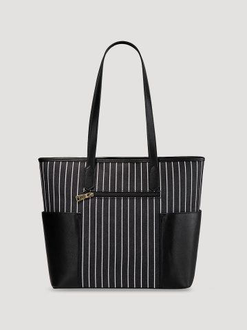 Women's Stripe Logo Tote With Side Pockets